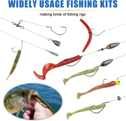 Miniatura 4 de Kit de accesorios de pesca con caja de aparejos, incluidos ganchos para plantillas, pesas de plomo para róbalos, diferentes pivotes giratorios