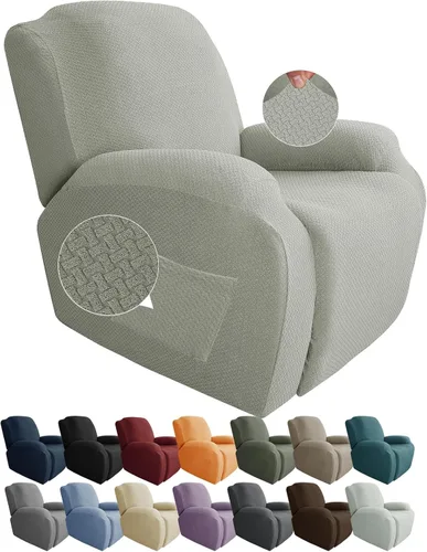 Miniatura 33 de JIVINER Fundas de sofá reclinable de 8 piezas, fundas elásticas de jacquard para sofá reclinable, fundas para sala de estar, protector suave de 3