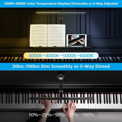 Miniatura 2 de ESCENA Luces de piano para piano vertical, lámparas de piano LED profesionales de 12 W con atenuación automática, 3000K-6000K, temporizador 2H CRI