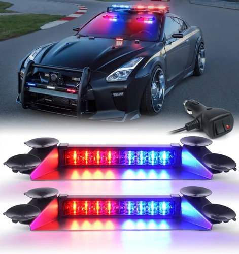 Miniatura 9 de LUMENIX Barras de Luces Estroboscópicas LED de Emergencia para Salpicadero de Aluminio, Advertencia de Seguridad para Parabrisas Delantero