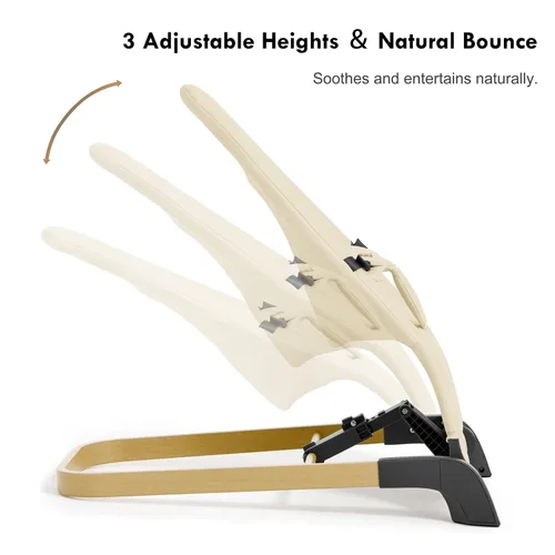 Miniatura 4 de Mecedora plegable para bebé, asiento de bebé con 3 alturas ajustables, balancín portátil para recién nacido, asiento ergonómico para rebote natural