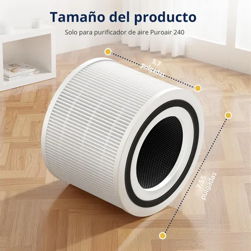 Miniatura 4 de 240 Filter Replacement Compatible with Puroair 240 Air Purifier, 3-IN-1 240 Air Filter for Puro, High-efficiency Activated Carbon, 2 Pack, White
