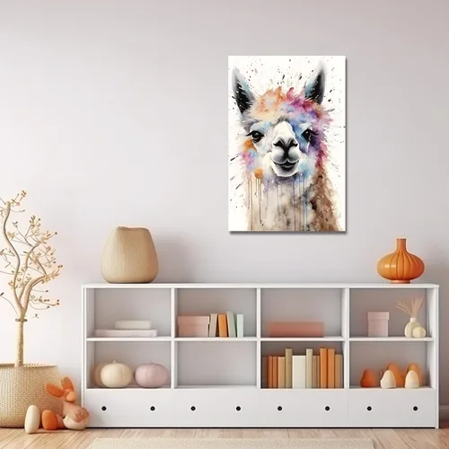 Miniatura 2 de LZIMU Lienzo de alpaca en acuarela, divertido póster de alpaca, impresiones de lindos animales, obras de arte coloridas para guardería, decoración