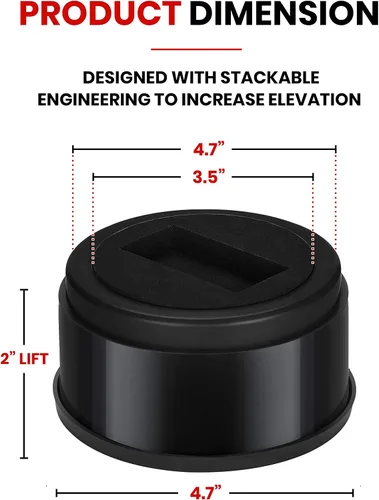 Miniatura 4 de iPrimio Elevadores de cama apilables, se adaptan a ruedas giratorias, redondas, elevadores de 3 pulgadas, resistentes paquete de 6 unidades, hasta