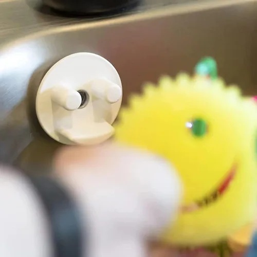 Miniatura 2 de Soporte de esponja con ventosa, organizador de fregadero de cocina para esponjas redondas para sostener esponjas de sonrisa, estante autodrenante