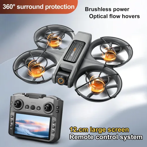 Miniatura 2 de Drone RC con cámara dual HD para adultos, drones FPV con pantalla HD en el controlador, motor sin escobillas, posicionamiento de flujo óptico, modo