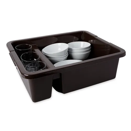 Miniatura 2 de Rubbermaid Commercial Products Caja Utilitaria/Recipiente Dividido Estándar de 7 Galones de Plástico Marrón para Lavado de Platos/Vasos/Cuencos