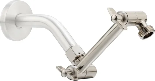 Miniatura 13 de Brazo de extensión de cabezal de ducha ajustable extra largo de 15 pulgadas con tornillo de bloqueo, ángulo cromado de acero inoxidable 304 1. Cromo