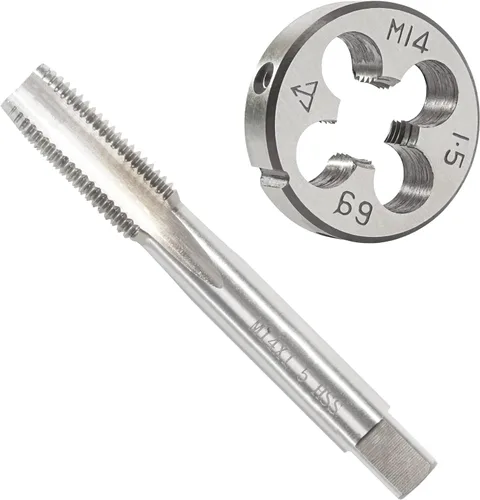 M14 x 1.5 Pulgadas Juego de Rosca y Troquel Métrica, Rosca de Máquina M14 x 1.5mm HSS y Troquel de Herramienta de Acero de Aleación Redonda M14 x