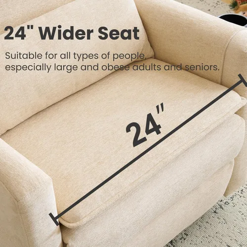 Miniatura 9 de Oversized Swivel Rocker Recliner with Lumbar Cushion,Power Recliner Nursery Chair with Adjustable Headrest,Nursery Glider Recliner for Living Beige