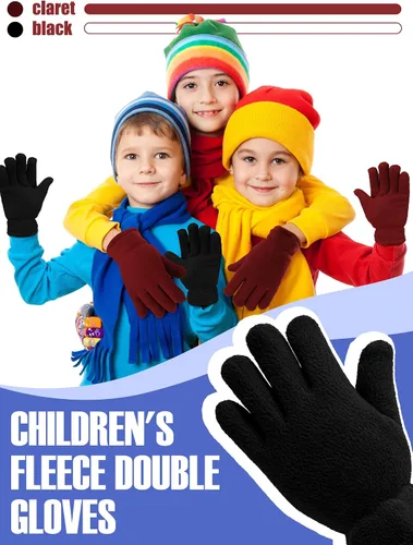 Miniatura 5 de SATINIOR 3 pares de guantes de invierno de forro polar para niños y niñas, guantes cálidos para niños y niñas, suministros de actividades al aire