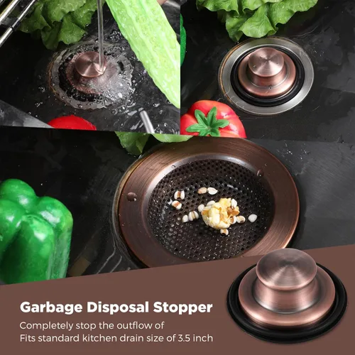 Miniatura 6 de Mudder 3 piezas de colador y tapón de drenaje para fregadero de cocina, tapón de eliminación de basura de acero inoxidable con asa, filtro universal