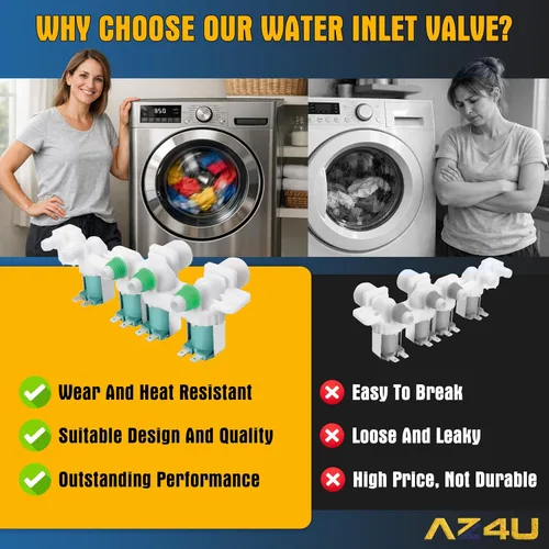 Miniatura 6 de AZ4U La válvula de entrada de agua para lavadora reemplaza para Samsung WA45H7000AW/A2 WA400PJHDWR/AA WA45M7050AW/A4 WA40J3000AW/A2 WA50R5200AW