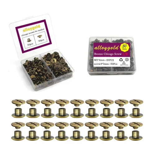 Miniatura 25 de 50 Juegos M5*6 Negro Pistola Kit de Tornillos Chicago Remaches de Cuero Tornillos Remaches Chicago Botones de Tornillos DIY Acabado de Cuero