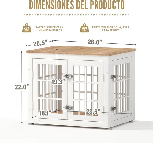 Miniatura 6 de rehomerance Mueble de jaula de perro resistente de 26 pulgadas para perros pequeños, mesa auxiliar decorativa para casa de mascotas, muebles