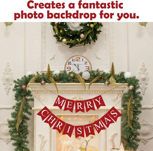 Miniatura 4 de Cartel de Navidad de Feliz Navidad – Decoración navideña para colgar en la pared para chimenea al aire libre e interior – Suministros y decoración