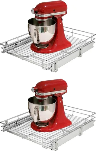 DINDON Organizador de gabinete extraíble, (14" An x 18" Pr) estante deslizante de metal resistente, organizador de gabinetes de baño debajo del