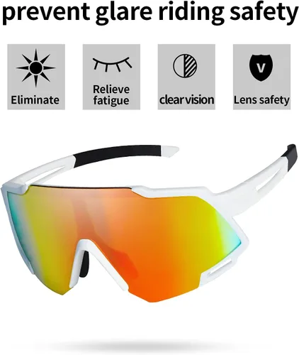 Miniatura 3 de Youth Viper Polarized Sunglasses for Kid Boys Girls Age 10-15 4 Interchangeable Lenses UV400 Glasses for Cycling Baseball rojo +blanco