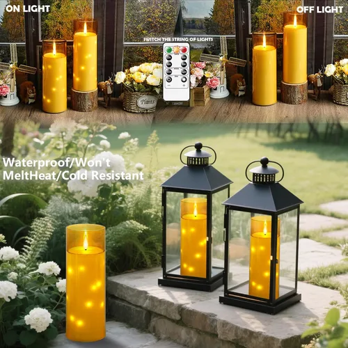 Miniatura 2 de kakoya Velas LED grandes sin llama de 11" x 4" pulgadas para exteriores, impermeables, con control remoto y temporizador, velas de pilar acrílicas