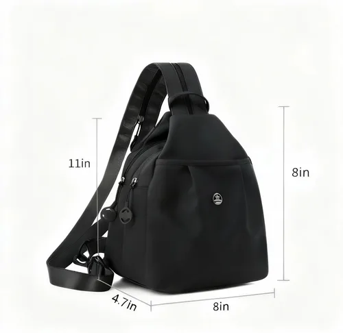 Miniatura 2 de Mini bolsa impermeable de 2 vías, mochila pequeña Oxford con múltiples compartimentos, para mujeres, universitarios, viajeros, viajes con antirrobo
