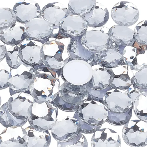 Miniatura 11 de FINGERINSPIRE 60 diamantes de imitación acrílicos autoadhesivos de 0.98 pulgadas con contenedor, parte trasera plana transparente, gemas circulares