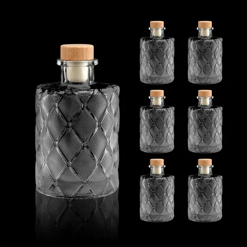 Miniatura 11 de PTSGCAI Botellas de vidrio transparente de 6 onzas – 6.8 fl oz [Paquete de 6] Botellas de vidrio de base pesada con tapa en T para bebidas de vino, 2