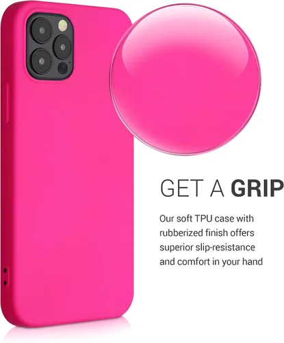 Miniatura 4 de kwmobile Funda compatible con Apple iPhone 12 / iPhone 12 Pro - Funda protectora delgada de silicona TPU - Rosa neón