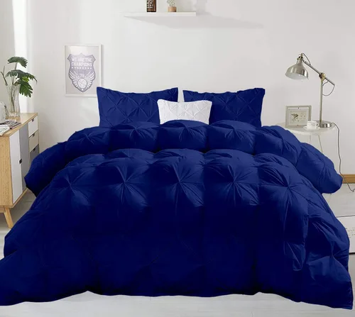 Miniatura 10 de Juego de edredón plisado para todas las estaciones, 21.16 oz/m², 3 piezas (edredón + 2 fundas de almohada), relleno de edredón de algodón egipcio