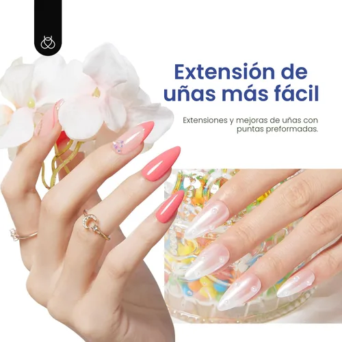 Miniatura 3 de Kit de Uñas de Gel Beetles con Puntas de Uñas de Almendra, Set de Extensión de Uñas Fácil 9 en 1, Gel de Pegamento para Uñas con Puntas de Uñas
