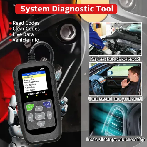 Miniatura 9 de Herramienta de diagnóstico OBD2 para coche, lector de código, probador de voltaje, código de falla de la luz de motor, OBD2/EOBD para vehículos