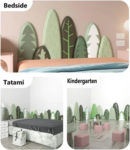 Miniatura 4 de Adhesivos de pared anticolisión, acolchado de pared de poliuretano, autoadhesivo, paneles de pared 3D, acolchado de pared para habitación