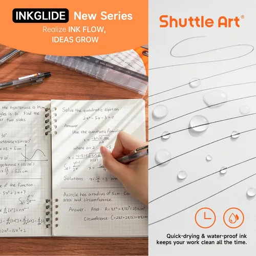 Miniatura 3 de Shuttle Art Ink Glide Series - Paquete de 15 bolígrafos de tinta de gel de punta fina retráctiles de 0.020 in, secado rápido, impermeables