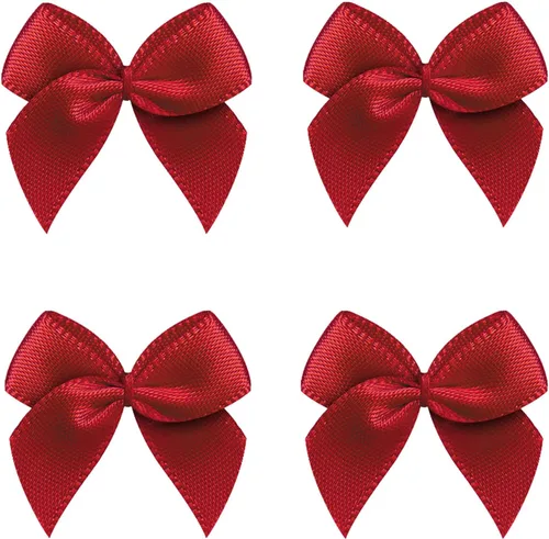 Miniatura 6 de VIVIQUEN 50 mini lazos de satén de cinta de flores de 0.984 in x 1.024 in, apliques de bricolaje para costura, álbumes de recortes, boda, regalo