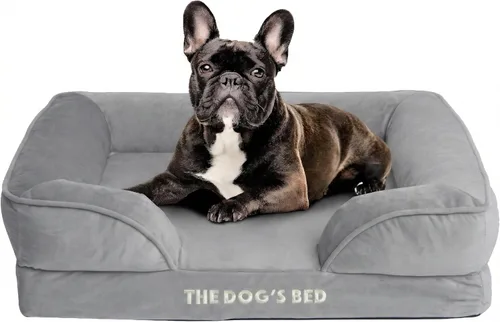 Miniatura 18 de The Dog's Bed - Cama para perros de espuma con soporte para perros XXL, Oxford gris, cama para perro lavable con forro impermeable extraíble, base