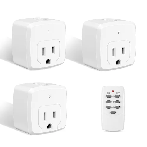 Miniatura 10 de HBN - Enchufe con control remoto inalámbrico con 2 controles de interruptor individuales, enchufes de diseño compacto hasta 100 pies de alcance
