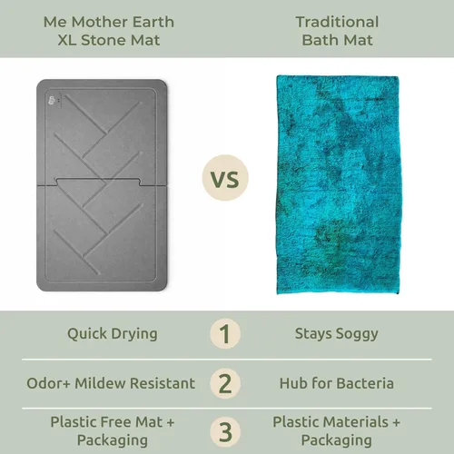 Miniatura 6 de ME MOTHER EARTH Tapete de baño XL de doble cara de piedra de 19.7 x 31.5 pulgadas, tierra de diatomeas, tapete de baño y cocina, 2 piezas de secado