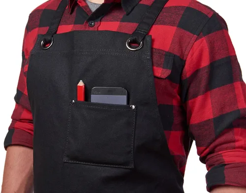 Miniatura 5 de Hudson Durable Goods Delantal de lona encerada de alta resistencia para hombres y mujeres, delantal de trabajo ajustable con bolsillos para Negro