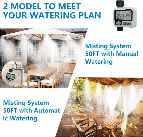 Miniatura 2 de Sistema de enfriamiento de nebulización de agua para exteriores, 50 pies, 49.2 ft, rociadores automáticos para patio exterior, con kit de manguera