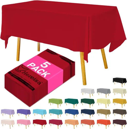 Miniatura 34 de Paquete de 3 manteles de plástico desechables de 54 x 108 pulgadas, manteles de color blanco hueso, manteles de fiesta nupcial para fiestas