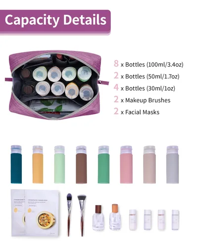 Miniatura 3 de Narwey Bolsa grande de maquillaje de viaje, bolsa organizadora de cosméticos, bolsa de aseo personal, bolsa de maquillaje, bolsa con cremallera