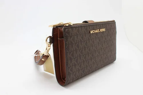 Miniatura 6 de Michael Kors - Cartera de viaje con doble cremallera de PVC marrón