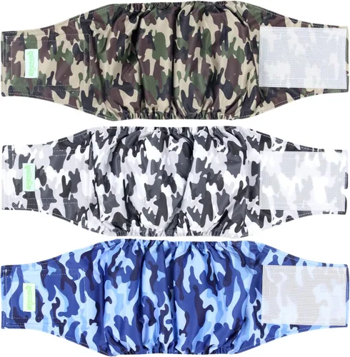 Miniatura 19 de Pañales para perro macho Wegreeco, lavables (paquete de 2), envoltorio para vientre lavable para perro macho, multicolor/fantasía (JEANS)