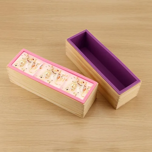 Miniatura 7 de ZOENHOU 7 moldes de jabón de 42 onzas con cortador ondulado de acero inoxidable y cortador recto, barra de jabón rectangular de silicona para hacer