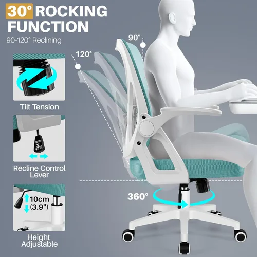 Miniatura 7 de FelixKing Silla de Oficina - Silla de Escritorio Ergonómica de Malla Transpirable para Tareas con Ruedas y Soporte Lumbar, Sillas de Oficina