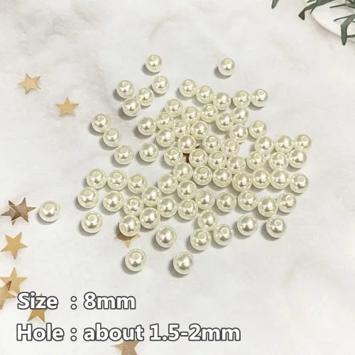 Miniatura 3 de 400 cuentas de perlas de satén de 0.315 pulgadas (0.315 in) redondas sueltas de plástico para hacer joyas, aretes, pulseras, collares, llaveros