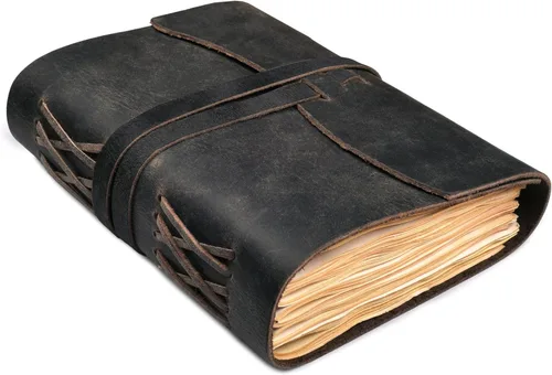 Miniatura 13 de LEATHER VILLAGE Diario encuadernado en cuero, marrón rústico, 7 x 5 pulgadas, 220 páginas, diario vintage de papel en blanco para escribir, dibujar