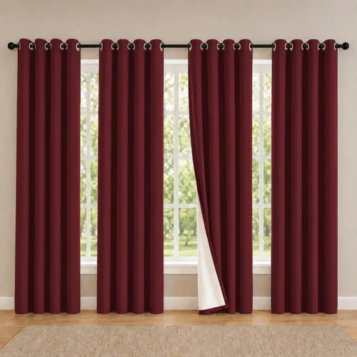 Miniatura 94 de 2 paneles de cortinas 100% opacas, cortinas ligeras con aislamiento térmico con ojales para dormitorio, sala de estar, tratamiento de ventana