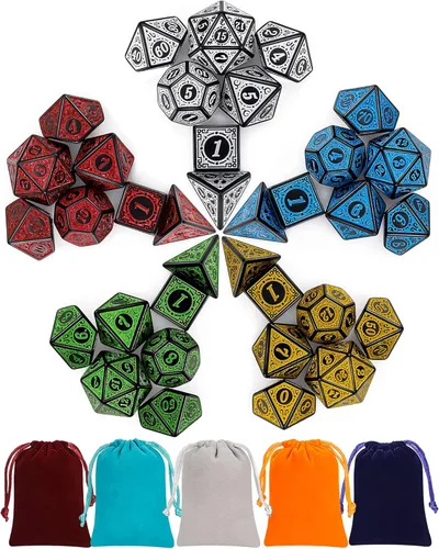 Miniatura 23 de CiaraQ Juego de dados poliédricos - Dados para juegos de rol DND para Calabozos y Dragones, juego de mesa RPG, doble color, 35 piezas