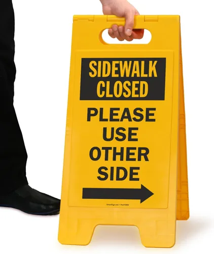 Miniatura 7 de SmartSign Letrero plegable de dos caras con texto en inglés "Sidewalk Closed - Please Use Other Side with Right Arrow", de 25 x 12 pulgadas