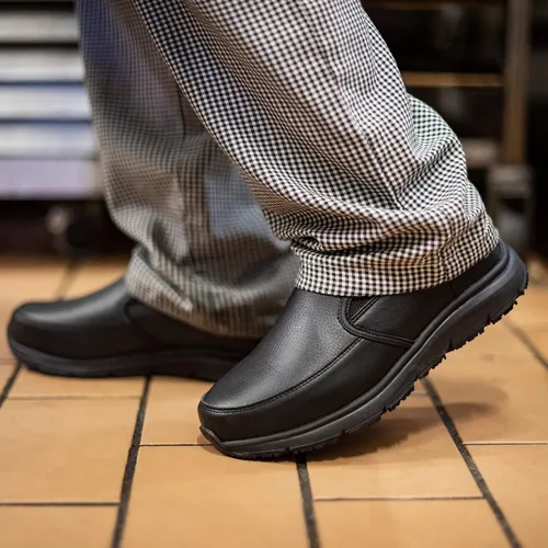Miniatura 6 de HISEA Zapatos antideslizantes de servicio de alimentos para hombre zapatos de trabajo antideslizantes para cocina restaurante zapatos sin cordones